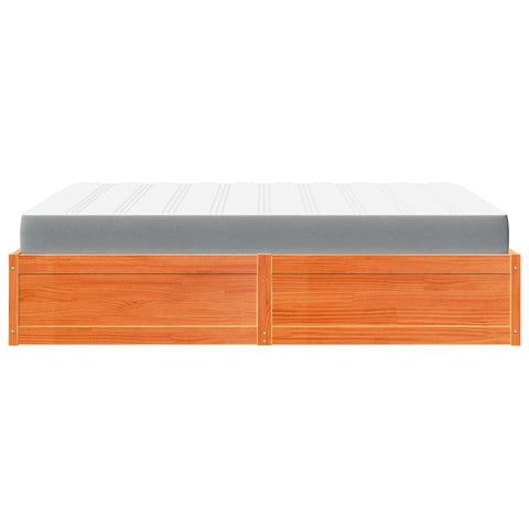 vidaXL Bed with Mattress Wax Brown 140x200 cm Solid Wood Pine