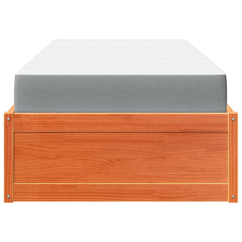 vidaXL Bed with Mattress Wax Brown 90x200 cm Solid Wood Pine