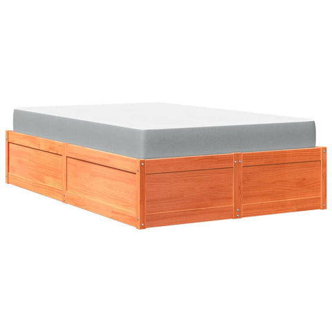 vidaXL Bed with Mattress Wax Brown 140x190 cm Solid Wood Pine