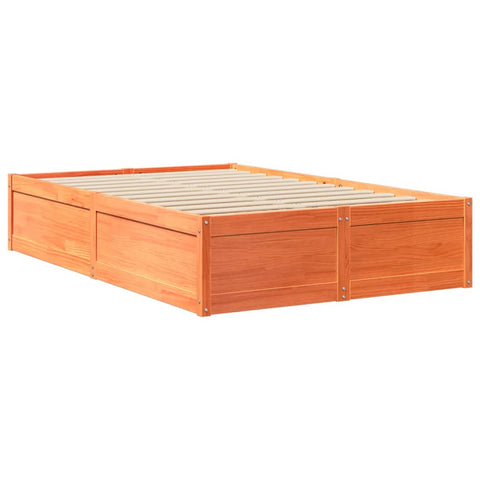 vidaXL Bed with Mattress Wax Brown 140x190 cm Solid Wood Pine