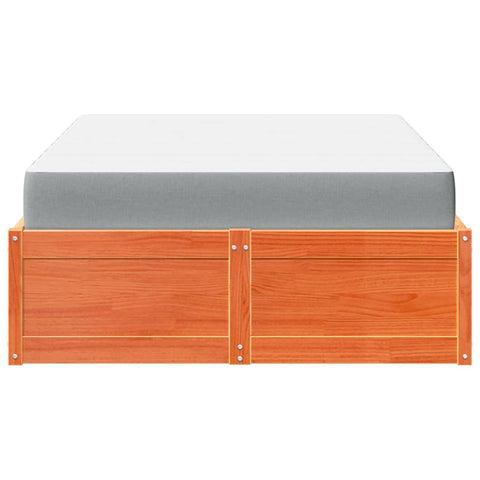 vidaXL Bed with Mattress Wax Brown 140x190 cm Solid Wood Pine