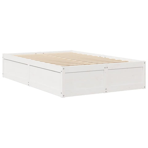vidaXL Bed with Mattress White 120x190 cm Small Double Solid Wood Pine