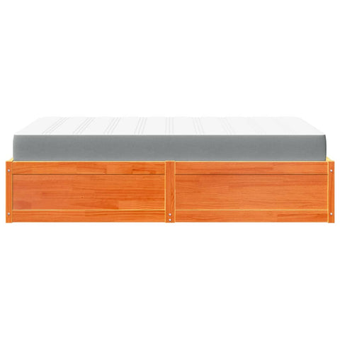 vidaXL Bed with Mattress Wax Brown 120x190 cm Small Double Solid Wood Pine