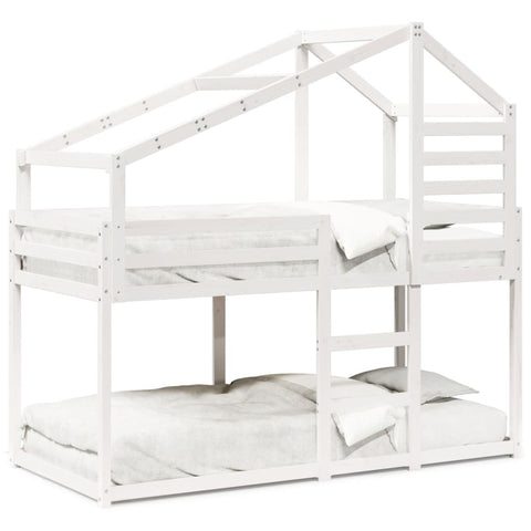 vidaXL Bunk Bed without Mattress White 75x190 cm Small Single Solid Wood Pine