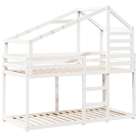 vidaXL Bunk Bed without Mattress White 75x190 cm Small Single Solid Wood Pine