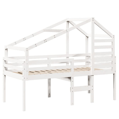 vidaXL High Sleeper Bed without Mattress White 80x200 cm Solid Wood Pine