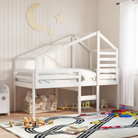 vidaXL High Sleeper Bed without Mattress White 80x200 cm Solid Wood Pine
