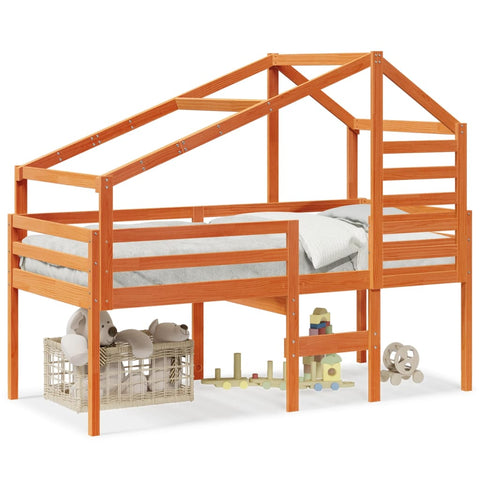 vidaXL High Sleeper Bed without Mattress Wax Brown 80x200 cm Solid Wood Pine