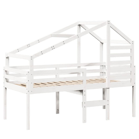 vidaXL High Sleeper Bed without Mattress White 90x190 cm Single Solid Wood Pine