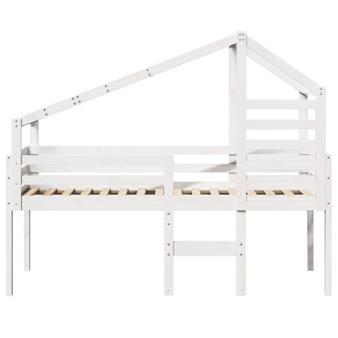 vidaXL High Sleeper Bed without Mattress White 90x190 cm Single Solid Wood Pine