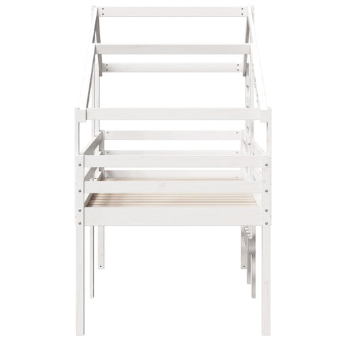 vidaXL High Sleeper Bed without Mattress White 90x190 cm Single Solid Wood Pine