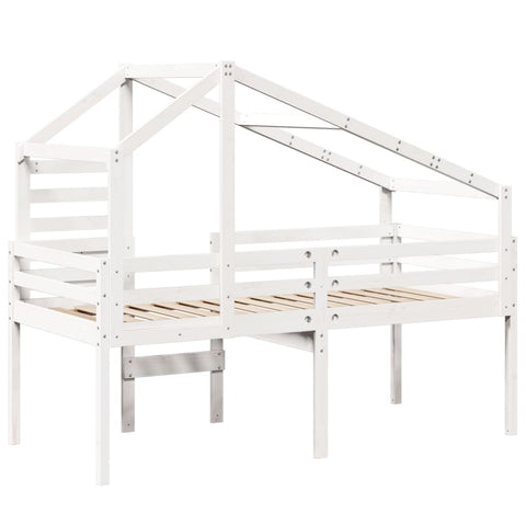 vidaXL High Sleeper Bed without Mattress White 90x190 cm Single Solid Wood Pine