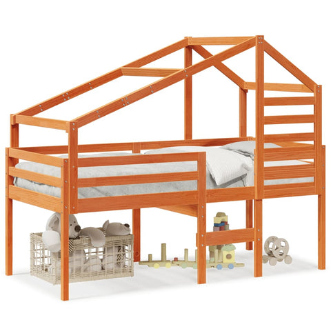 vidaXL High Sleeper Bed without Mattress Wax Brown 90x190 cm Single Solid Wood Pine