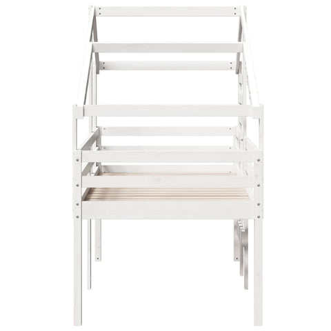vidaXL High Sleeper Bed without Mattress White 75x190 cm Small Single Solid Wood Pine