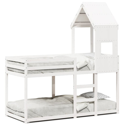 vidaXL Bunk Bed without Mattress White 75x190 cm Small Single Solid Wood Pine