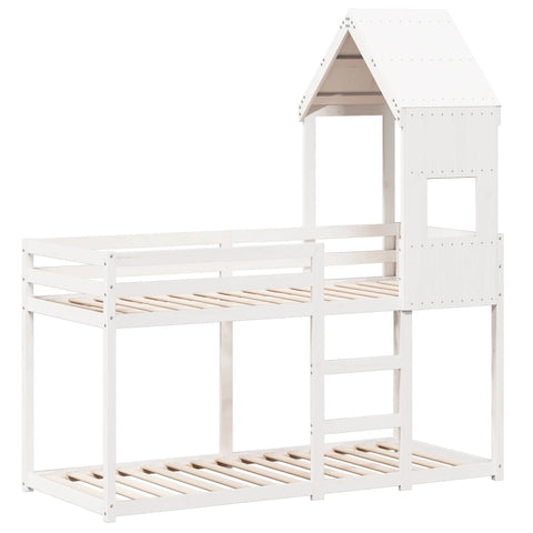 vidaXL Bunk Bed without Mattress White 75x190 cm Small Single Solid Wood Pine