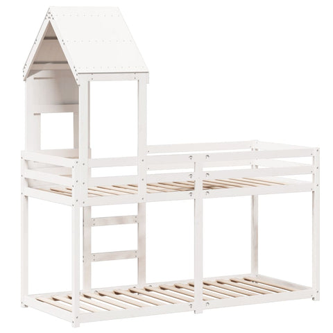vidaXL Bunk Bed without Mattress White 75x190 cm Small Single Solid Wood Pine