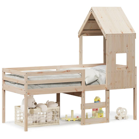 vidaXL High Sleeper Bed without Mattress 80x200 cm Solid Wood Pine