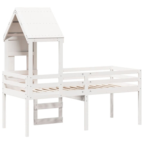 vidaXL High Sleeper Bed without Mattress White 80x200 cm Solid Wood Pine