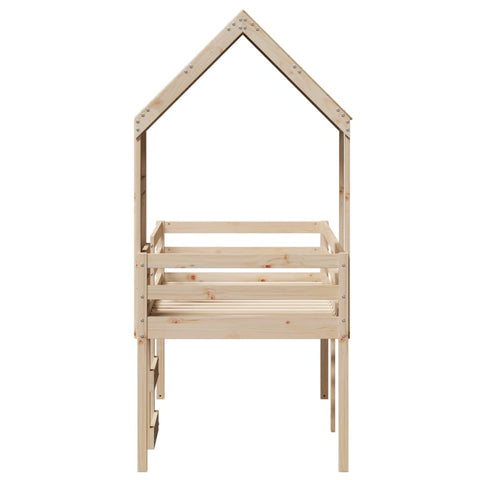vidaXL High Sleeper Bed without Mattress 90x200 cm Solid Wood Pine