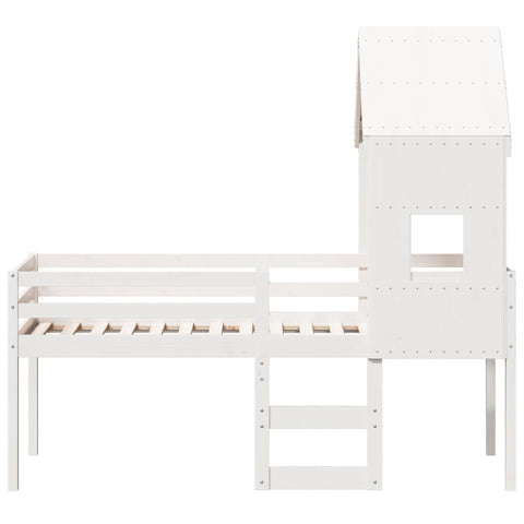 vidaXL High Sleeper Bed without Mattress White 90x200 cm Solid Wood Pine