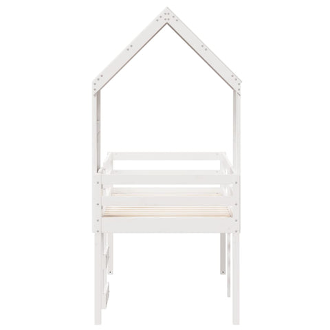 vidaXL High Sleeper Bed without Mattress White 90x200 cm Solid Wood Pine