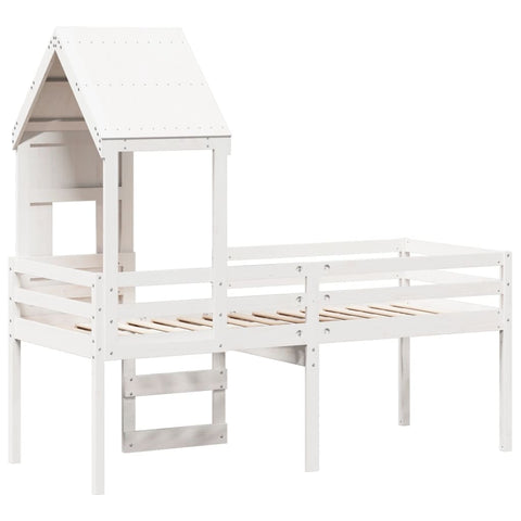 vidaXL High Sleeper Bed without Mattress White 90x200 cm Solid Wood Pine