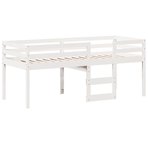 vidaXL High Sleeper Bed without Mattress White 90x190 cm Single Solid Wood Pine