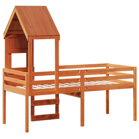 vidaXL High Sleeper Bed without Mattress Wax Brown 90x190 cm Single Solid Wood Pine