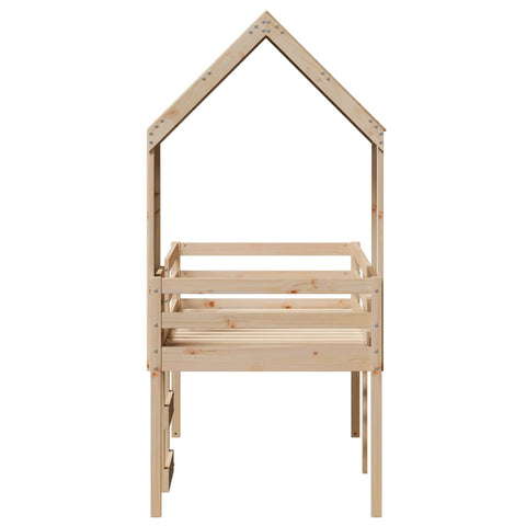 vidaXL High Sleeper Bed without Mattress 75x190 cm Small Single Solid Wood Pine