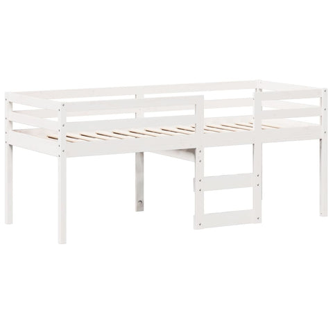 vidaXL High Sleeper Bed without Mattress White 75x190 cm Small Single Solid Wood Pine