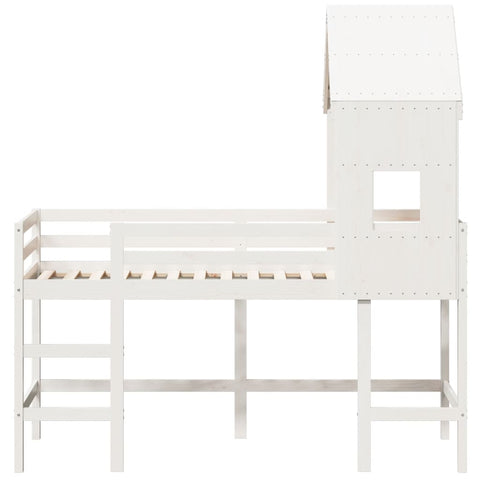 vidaXL Loft Bed with Ladder and Roof without Mattress White 80x200 cm