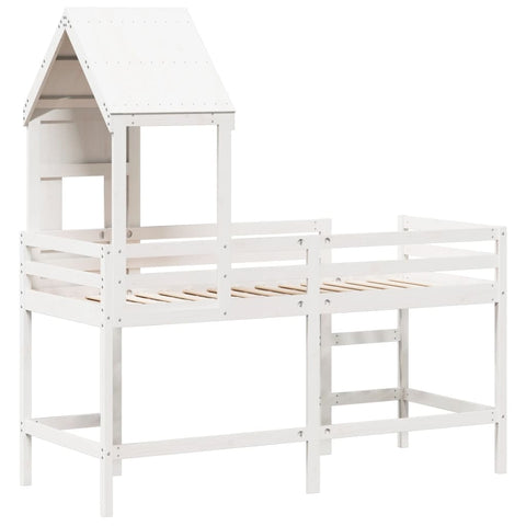 vidaXL Loft Bed with Ladder and Roof without Mattress White 80x200 cm