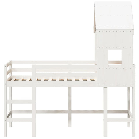 vidaXL Loft Bed with Ladder and Roof without Mattress White 90x200 cm