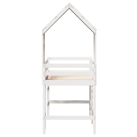 vidaXL Loft Bed with Ladder and Roof without Mattress White 90x200 cm