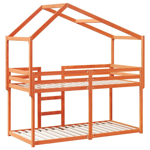 vidaXL Bunk Bed without Mattress Wax Brown 90x190 cm Single Solid Wood Pine