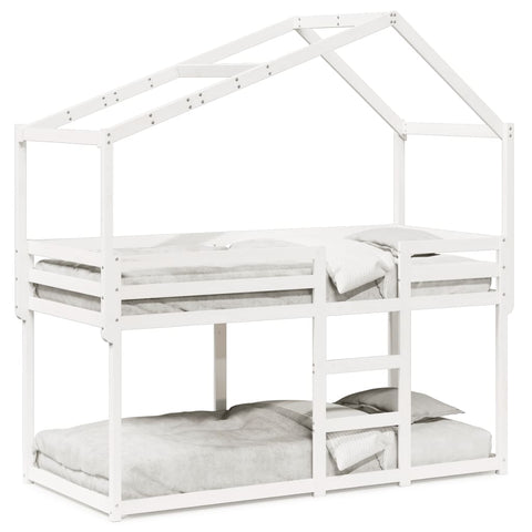 vidaXL Bunk Bed without Mattress White 75x190 cm Small Single Solid Wood Pine