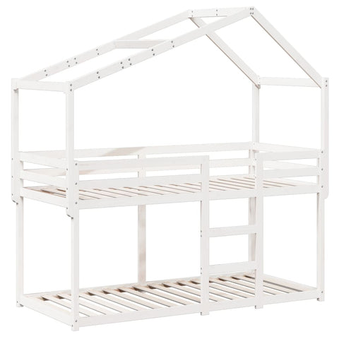 vidaXL Bunk Bed without Mattress White 75x190 cm Small Single Solid Wood Pine