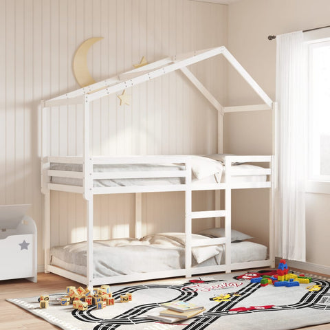 vidaXL Bunk Bed without Mattress White 75x190 cm Small Single Solid Wood Pine