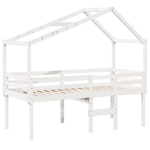 vidaXL High Sleeper Bed without Mattress White 90x200 cm Solid Wood Pine