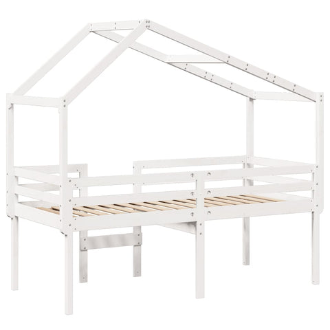 vidaXL High Sleeper Bed without Mattress White 90x200 cm Solid Wood Pine
