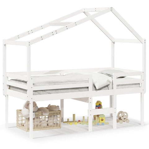 vidaXL High Sleeper Bed without Mattress White 80x200 cm Solid Wood Pine