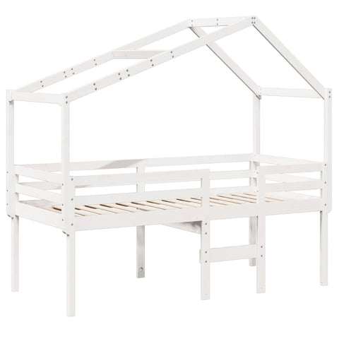 vidaXL High Sleeper Bed without Mattress White 80x200 cm Solid Wood Pine