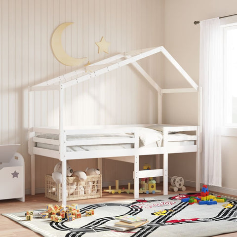 vidaXL High Sleeper Bed without Mattress White 80x200 cm Solid Wood Pine