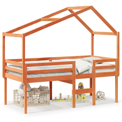 vidaXL High Sleeper Bed without Mattress Wax Brown 80x200 cm Solid Wood Pine