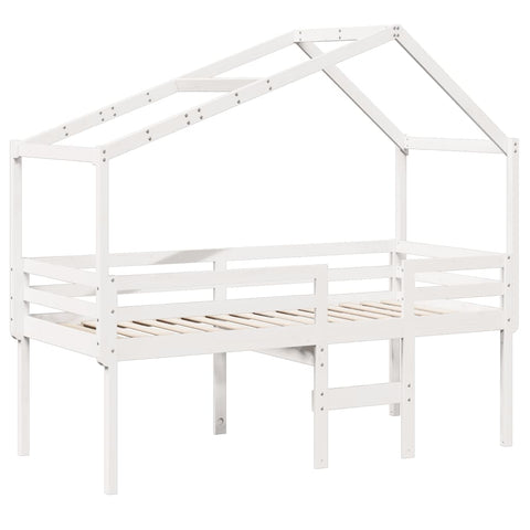 vidaXL High Sleeper Bed without Mattress White 90x190 cm Single Solid Wood Pine