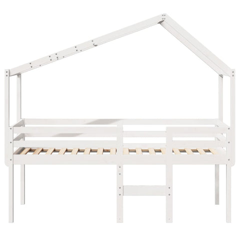 vidaXL High Sleeper Bed without Mattress White 90x190 cm Single Solid Wood Pine