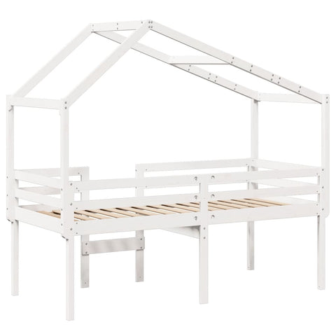 vidaXL High Sleeper Bed without Mattress White 90x190 cm Single Solid Wood Pine