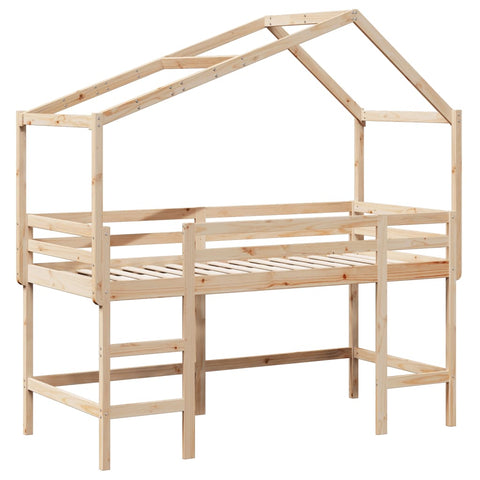 vidaXL Loft Bed with Ladder and Roof without Mattress 90x200 cm