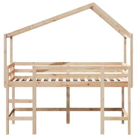 vidaXL Loft Bed with Ladder and Roof without Mattress 90x200 cm